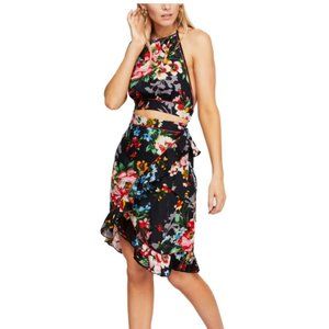 Free People Womens 2 Piece Set Floral Wrap Skirt